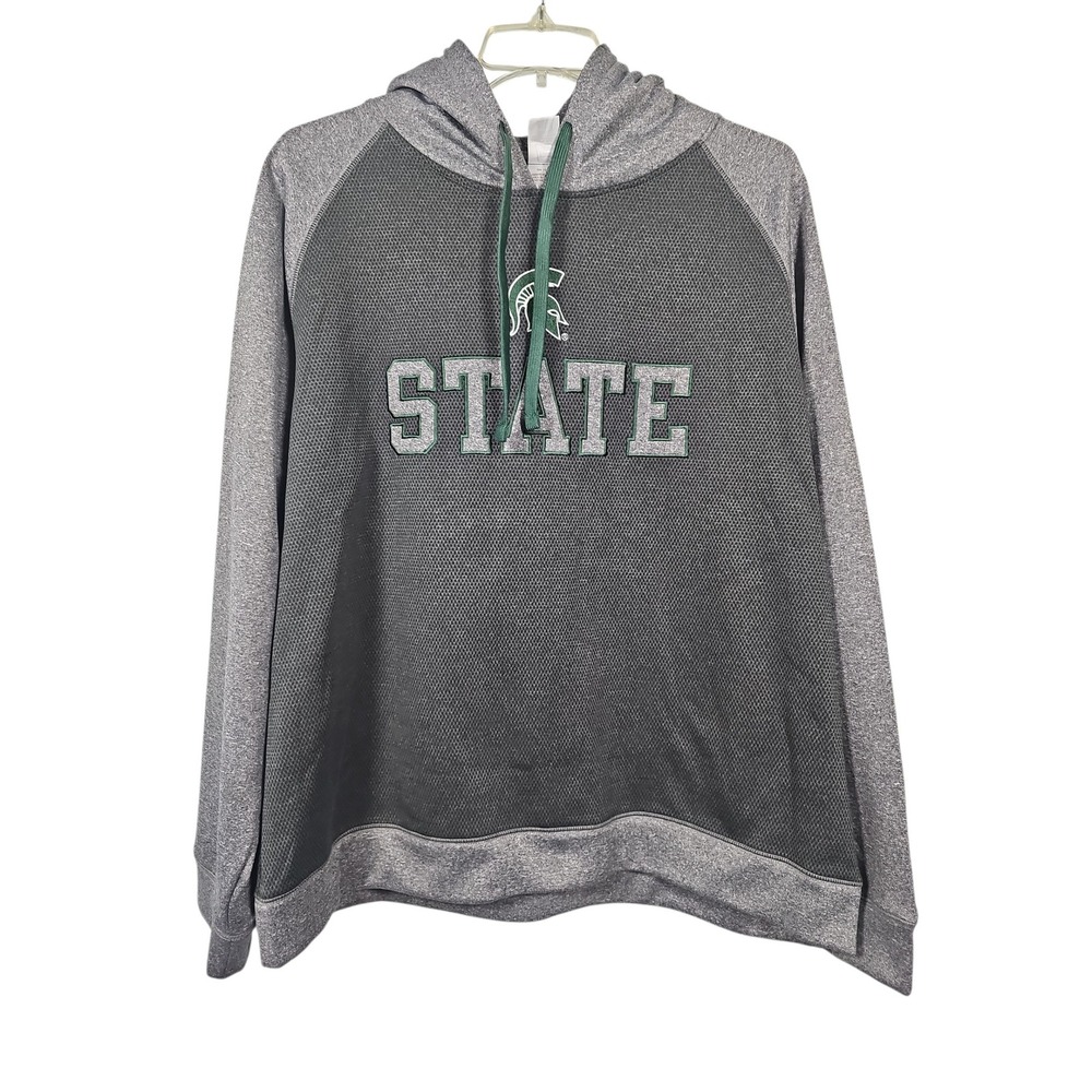Proedge Michigan State Spartans Mesh Overlay Gray Hoodie Mens 2XL